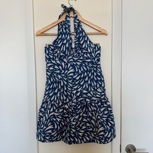 Free People Blue and White Backless Dress